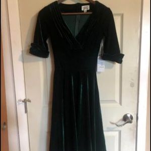Velvet emerald green Unique Vintage dress